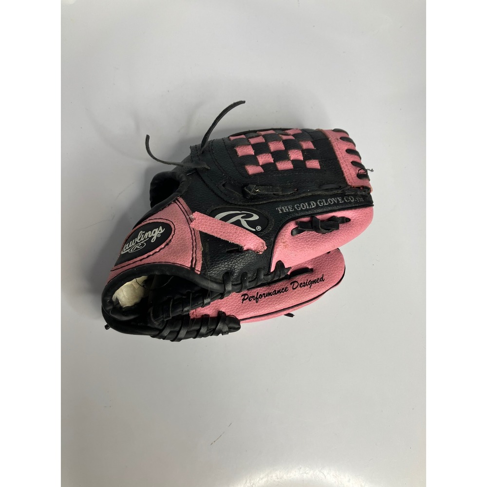 Rawlings black & pink leather baseball glove kids size‎ 9.5" the gold glove co